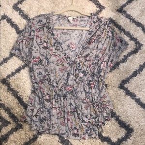🌻H&M Floral Wrap Shirt, Sz Large